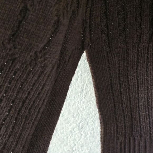 Chico's Cardigan Women SP Brown Long Sleeve Cable Knit Open Wool Cashmere - Picture 7 of 14